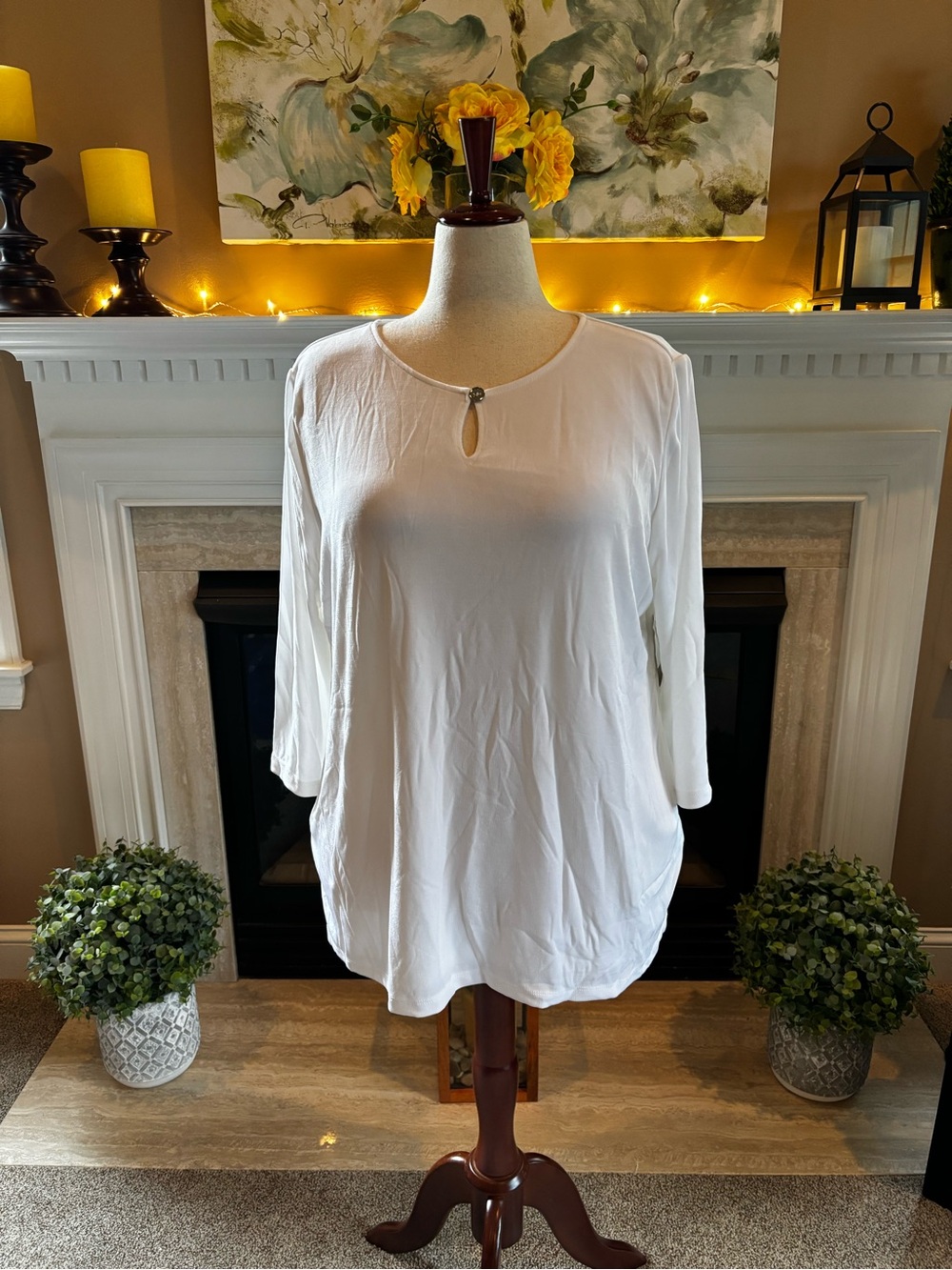 *NEW* Chico’s Travelers Keyhole Button Tunic 3/4 Sleeve Top - Size 20/22